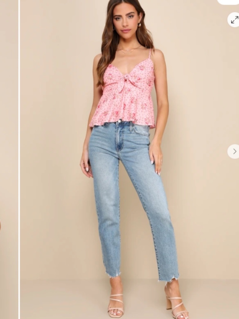 LULU's Sexy Romantic Chic Flirty Floral Date Night Out Peplum Cami Top - Picture 4 of 5